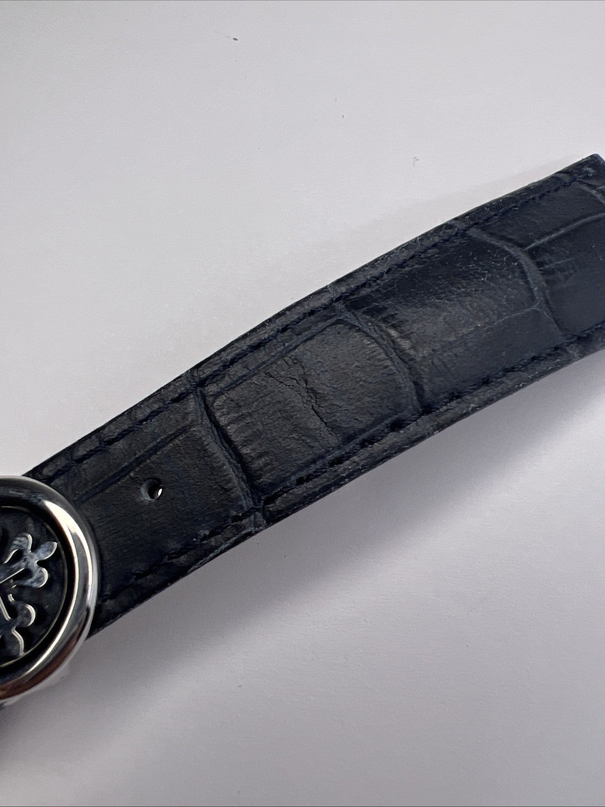 Authentic 21mm Blue Leather Patek Philippe Strap Band 16mm Steel Deployant Clasp