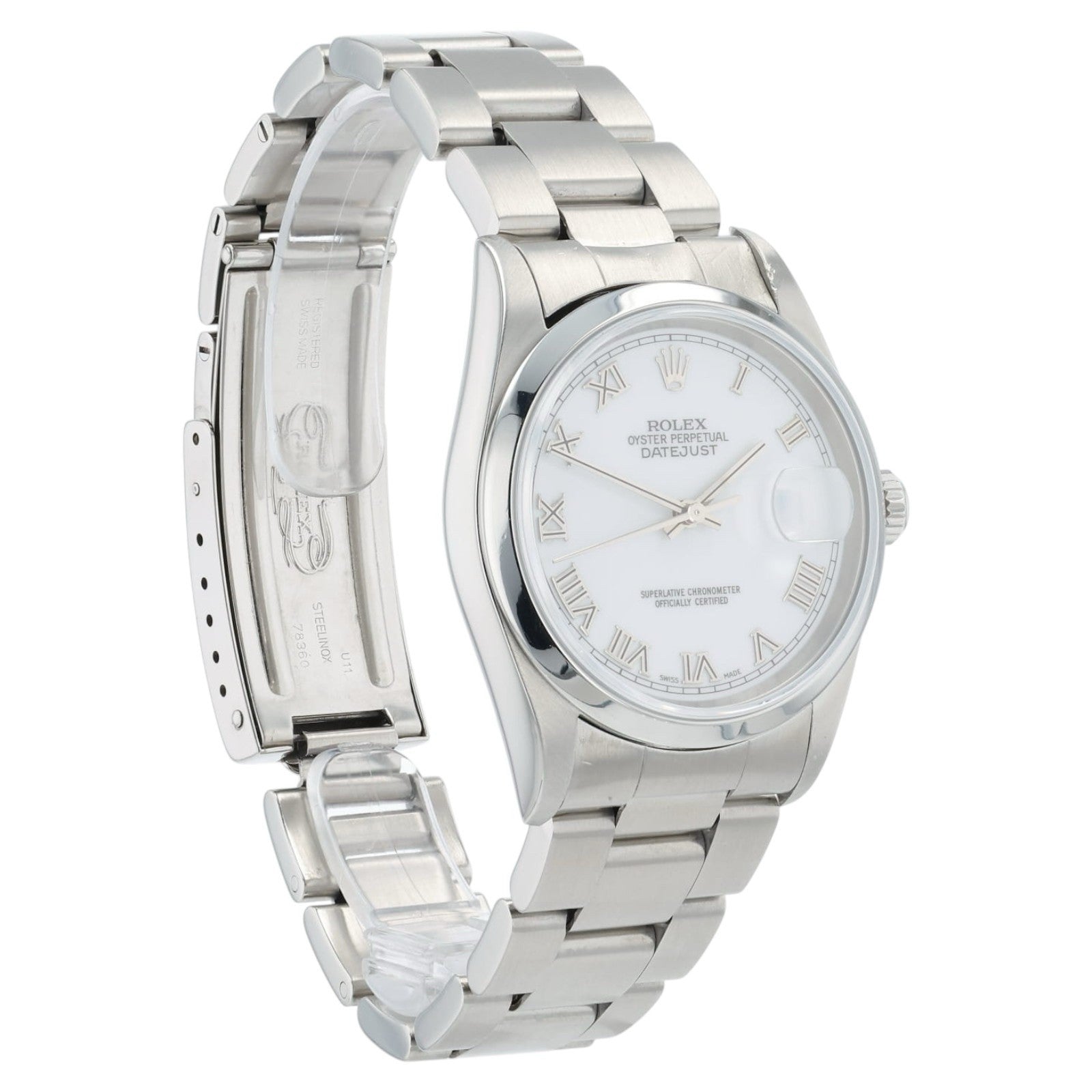 Rolex Datejust White Dial Stainless Steel 36mm Automatic Movement Men’s 16200