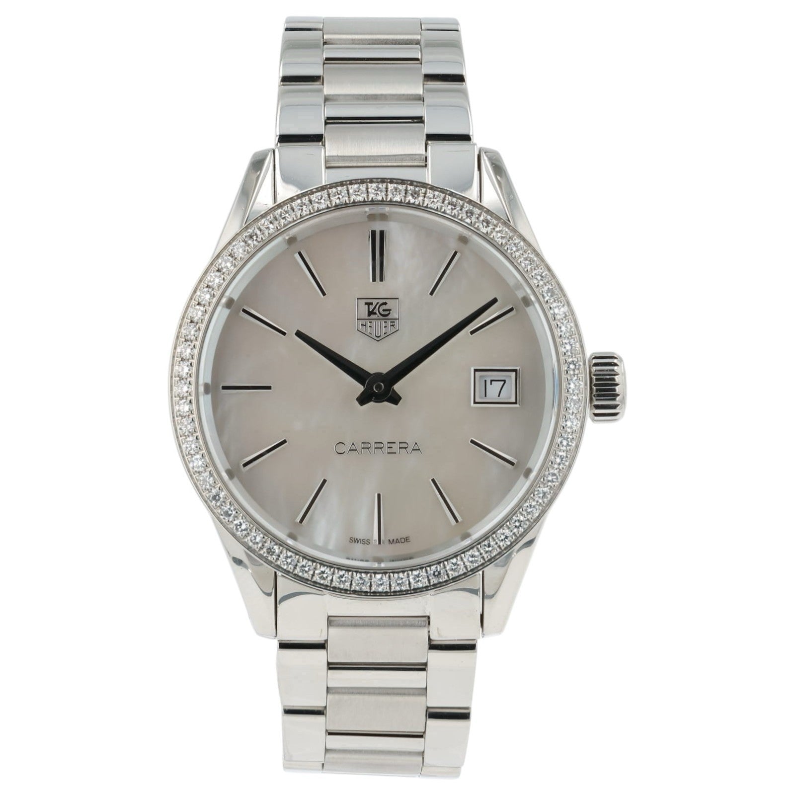 Tag Heuer Carrera Mother Of Pearl Dial Stainless Steel 32mm Quartz Watch WAR1315