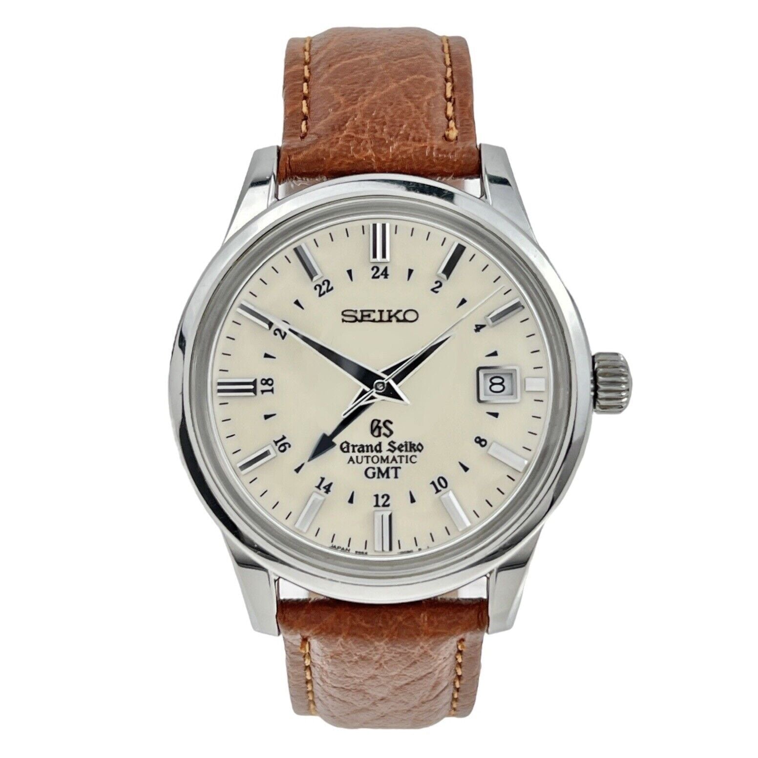 Grand Seiko SBGM003 GMT Date Automatic Mens Watch Ivory Color Dial 