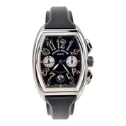 Franck Muller Conquistador Chronograph Auto Steel Mens Black Strap Watch 8002CC