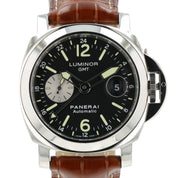 Panerai Luminor GMT Black Dial Steel 44mm Automatic Date Mens Watch PAM00088