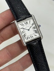 Cartier Tank Solo Large Model 3169 White Dial 27x35mm Women's Watch AM Diamonds