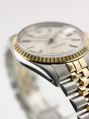 Rolex Oyster Perpetual Gold & Steel Silver Dial 34mm Automatic Men's Watch 15053