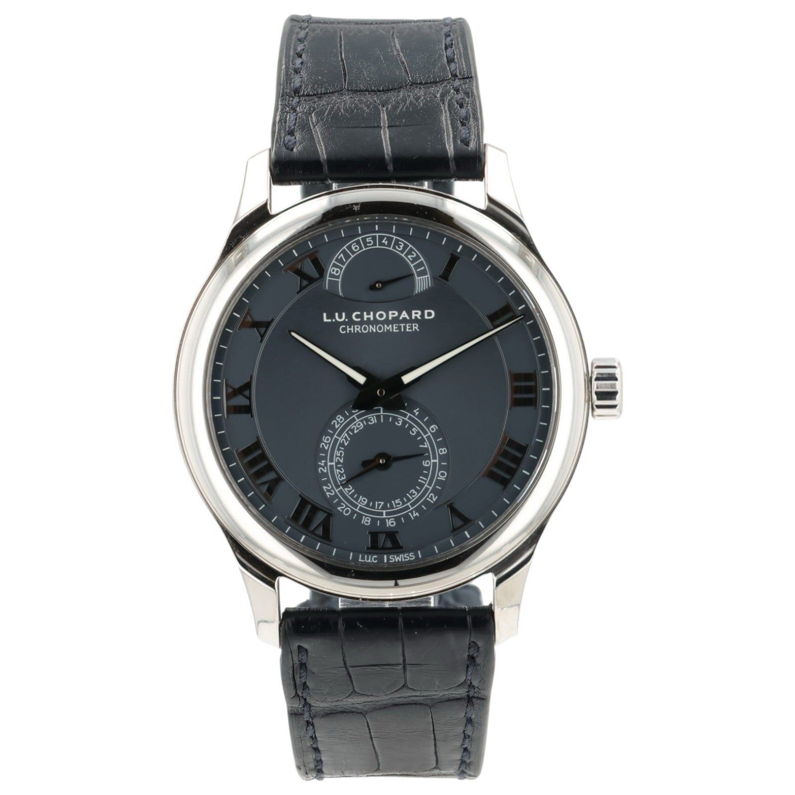 Chopard L.U.C. Quattro Gray Dial Platinum 43mm Manual Wind Mens 161926-9001