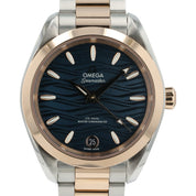 Omega Seamaster Blue Dial 18k Rose Gold & Steel 34mm Ladies 220.20.34.20.03.001