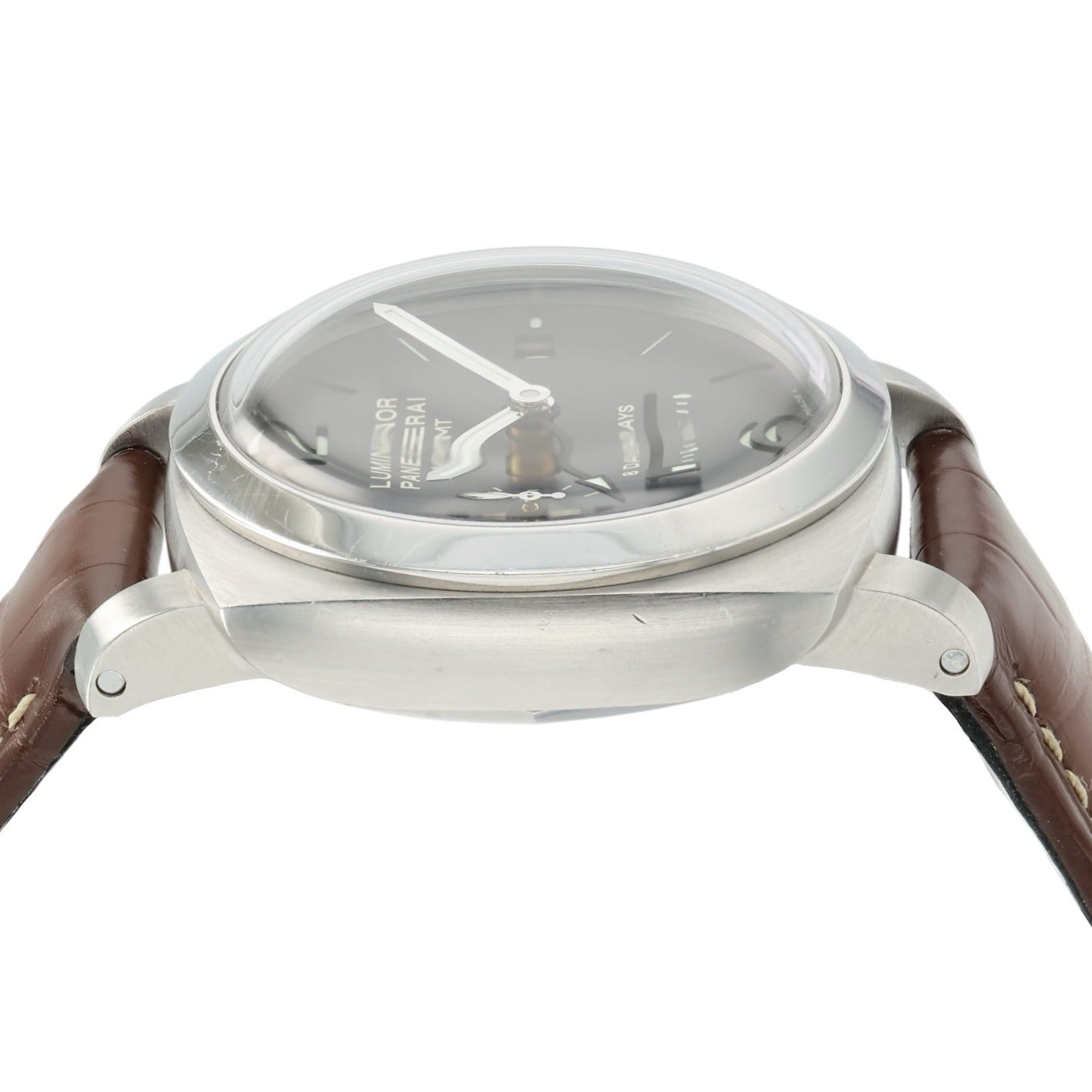 Panerai Luminor 8 Days GMT Black Dial Steel 44mm Manual Wind Mens Watch PAM00233