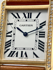 Cartier Tank Solo 18k Gold 3167 27.5mm Quartz Movement Unisex Watch Diamond