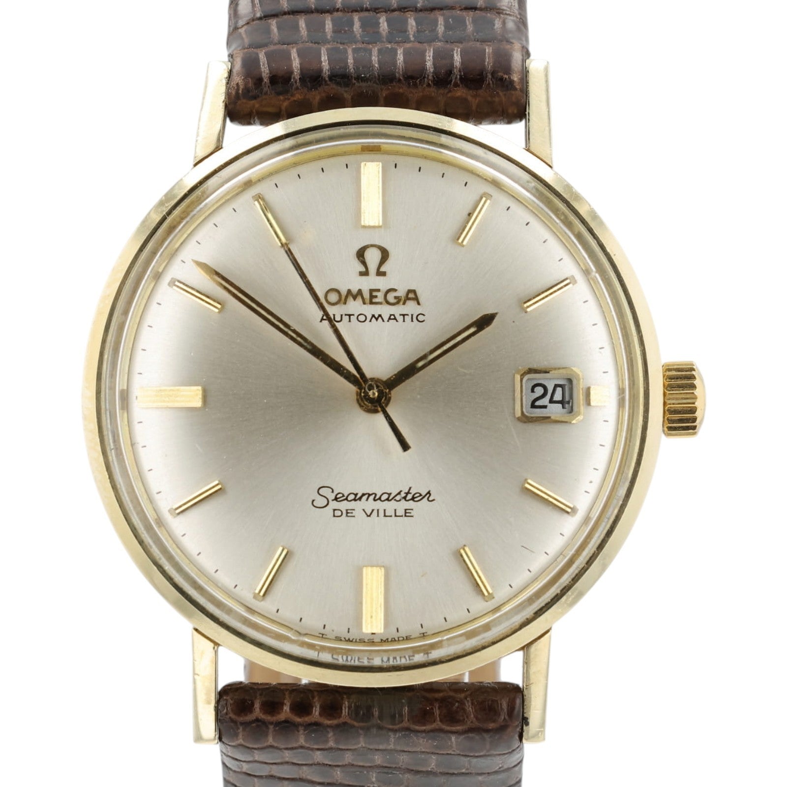 Omega Seamaster Deville Silver Dial 14k Solid Gold 34mm Automatic Mens 166.002