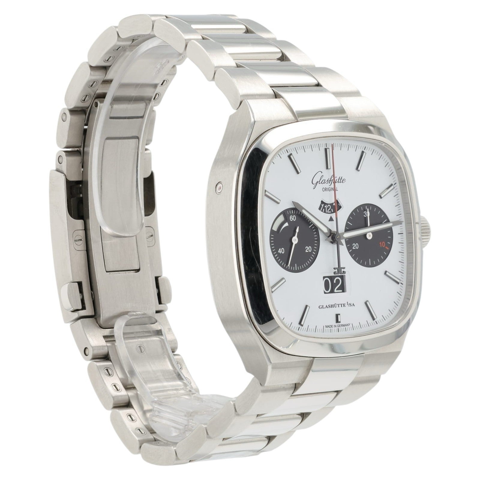 Glashutte Seventies Chrono White Dial Steel 40mm Auto Watch 1-37-02-18-02-70