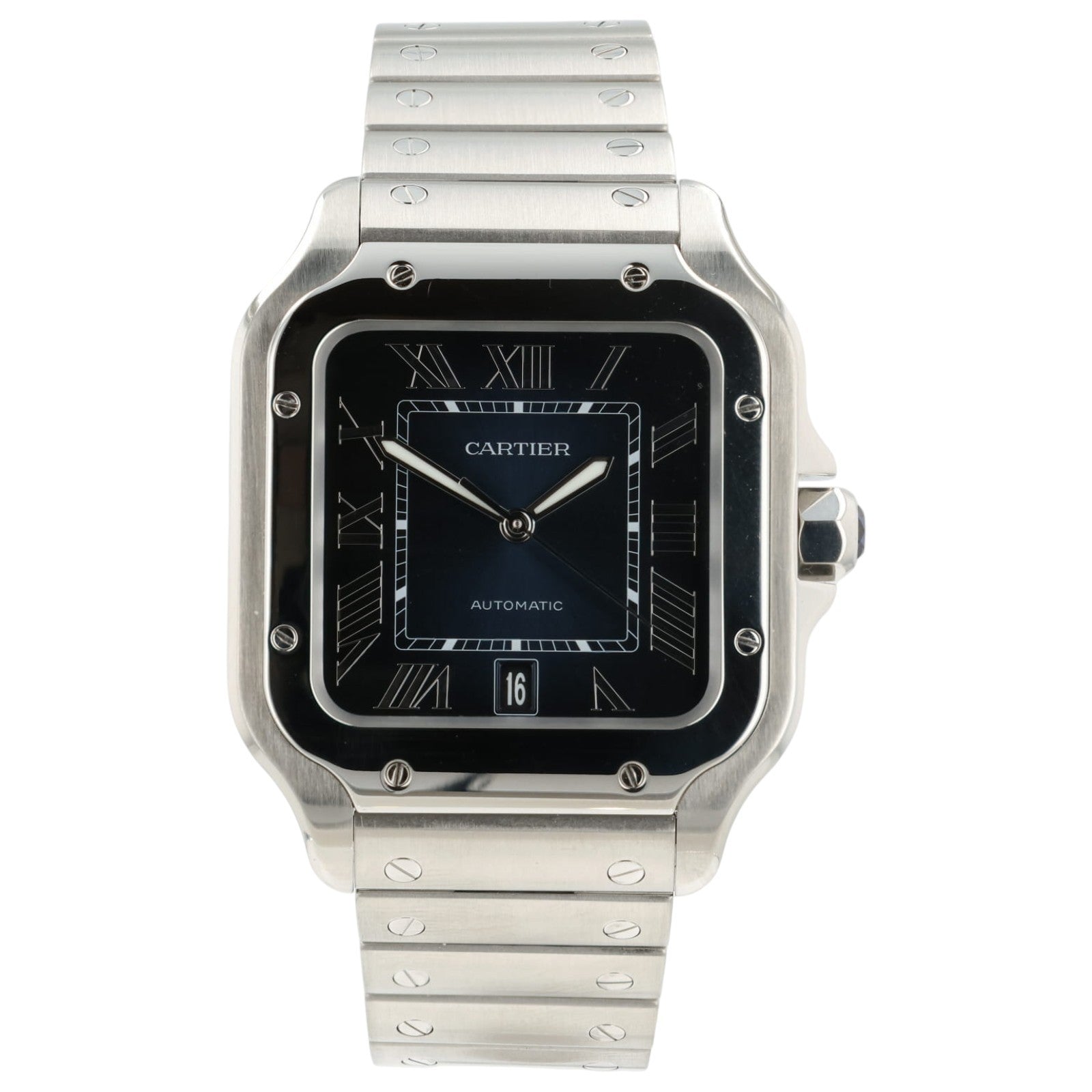 Cartier Santos Blue Dial Stainless Steel 39x40mm Automatic Mens Watch WSSA0030