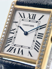 Cartier Tank Solo Stainless Steel 18k Yellow Gold Silver Dial 31mm Quartz 3167