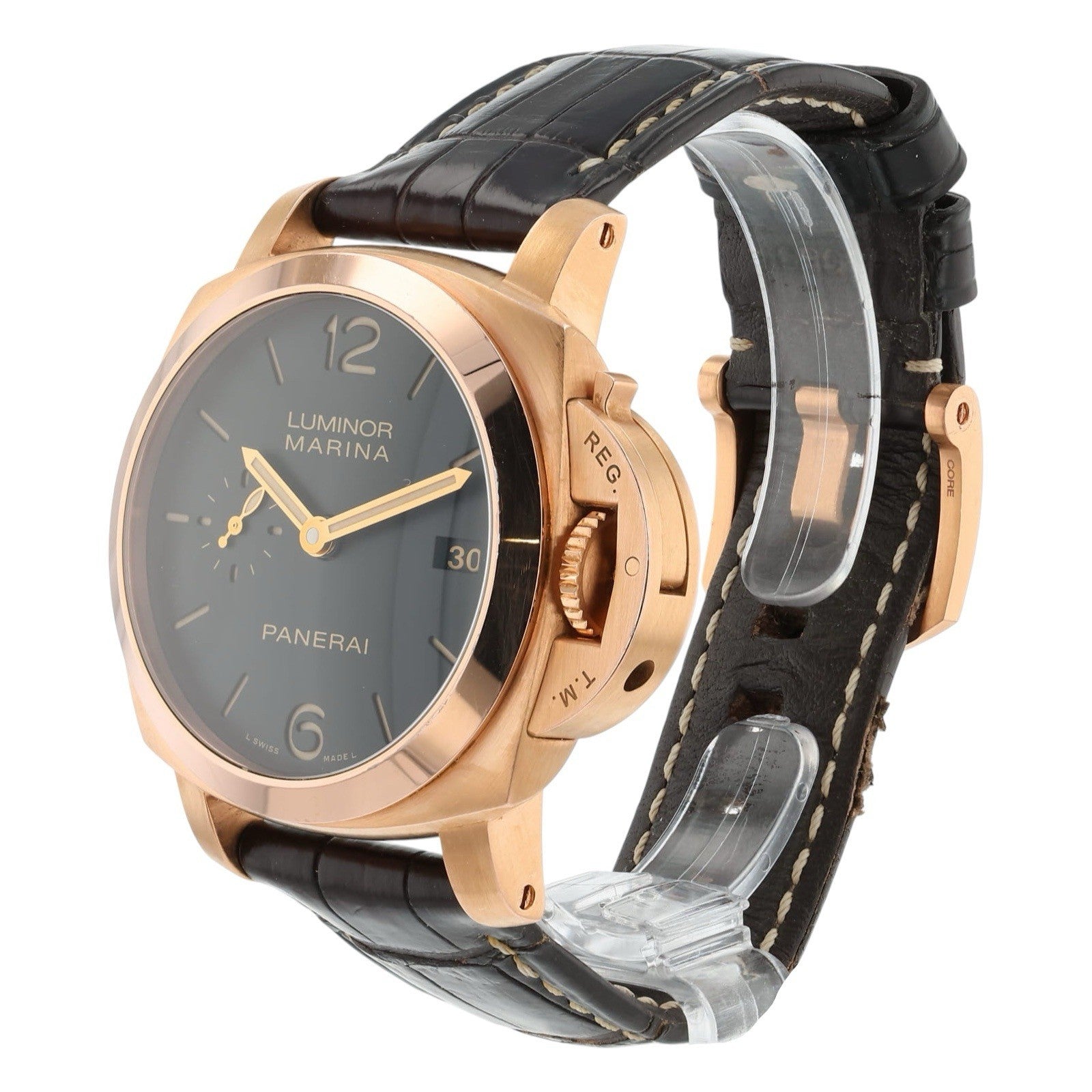 Panerai Luminor Marina 18k Rose Gold Brown Dial 42mm Automatic Mens PAM00393