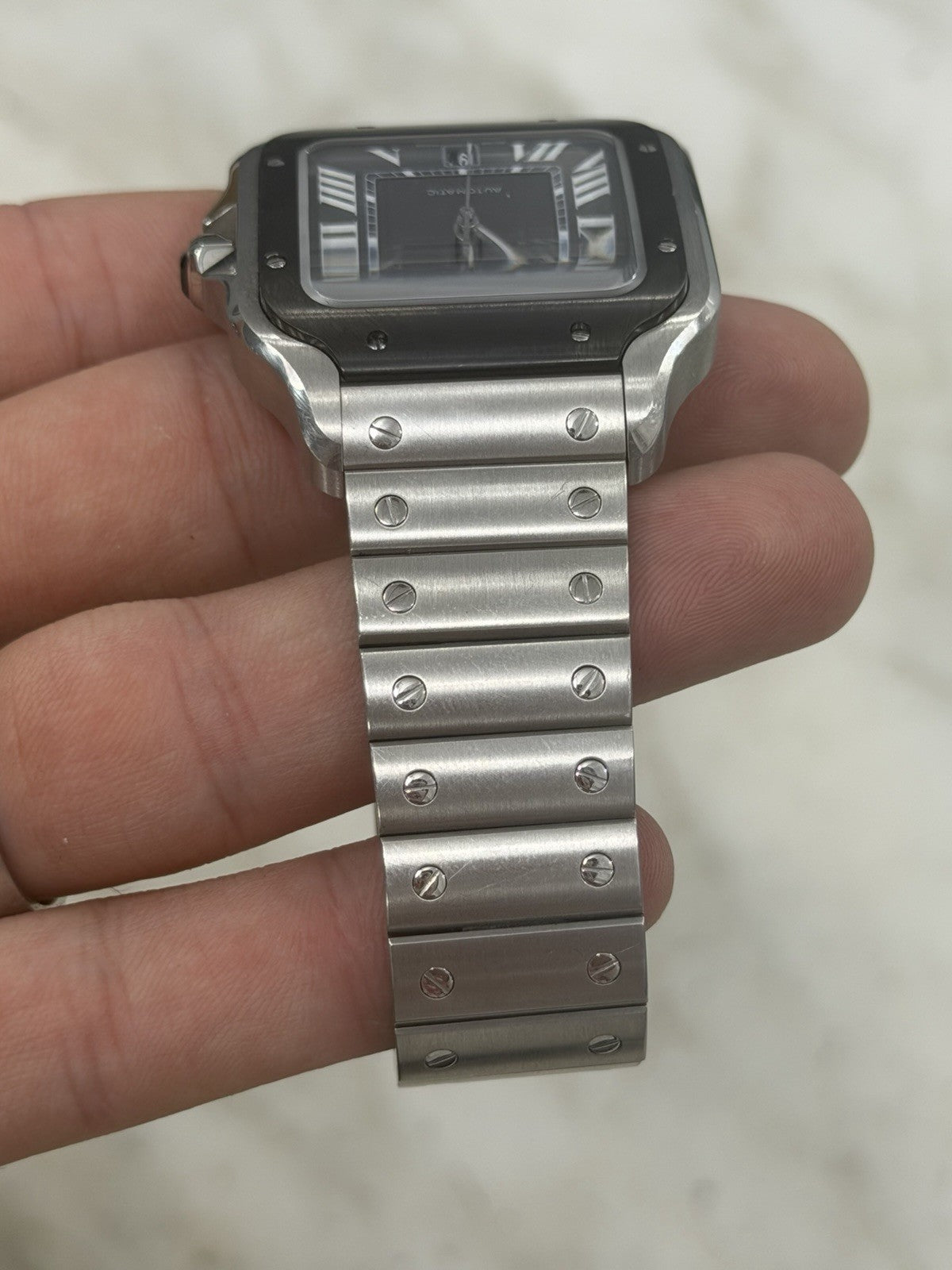 Cartier Santos Stainless Steel Grey Dial 39.8mm Automatic Men's Watch WSSA0037