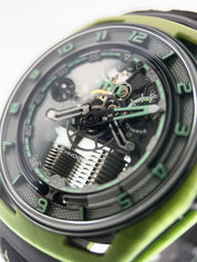 HYT Hastroid Green Laser Titanium & Carbon Black Dial 48mm Manual Wind Watch