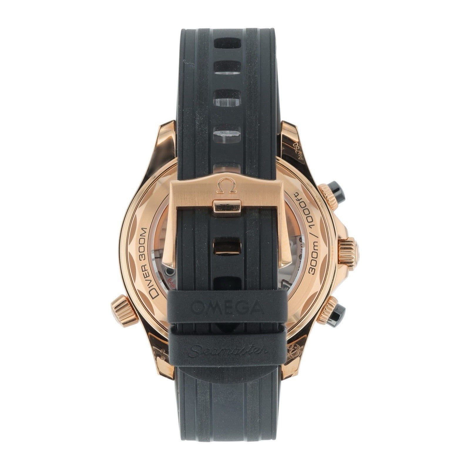 Omega Seamaster Diver 18k Rose Gold Black Dial 44mm Mens 210.62.44.51.01.001