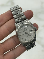 Tudor Prince Date Day Stainless 76200 Silver Linen Dial Automatic Men's Watch