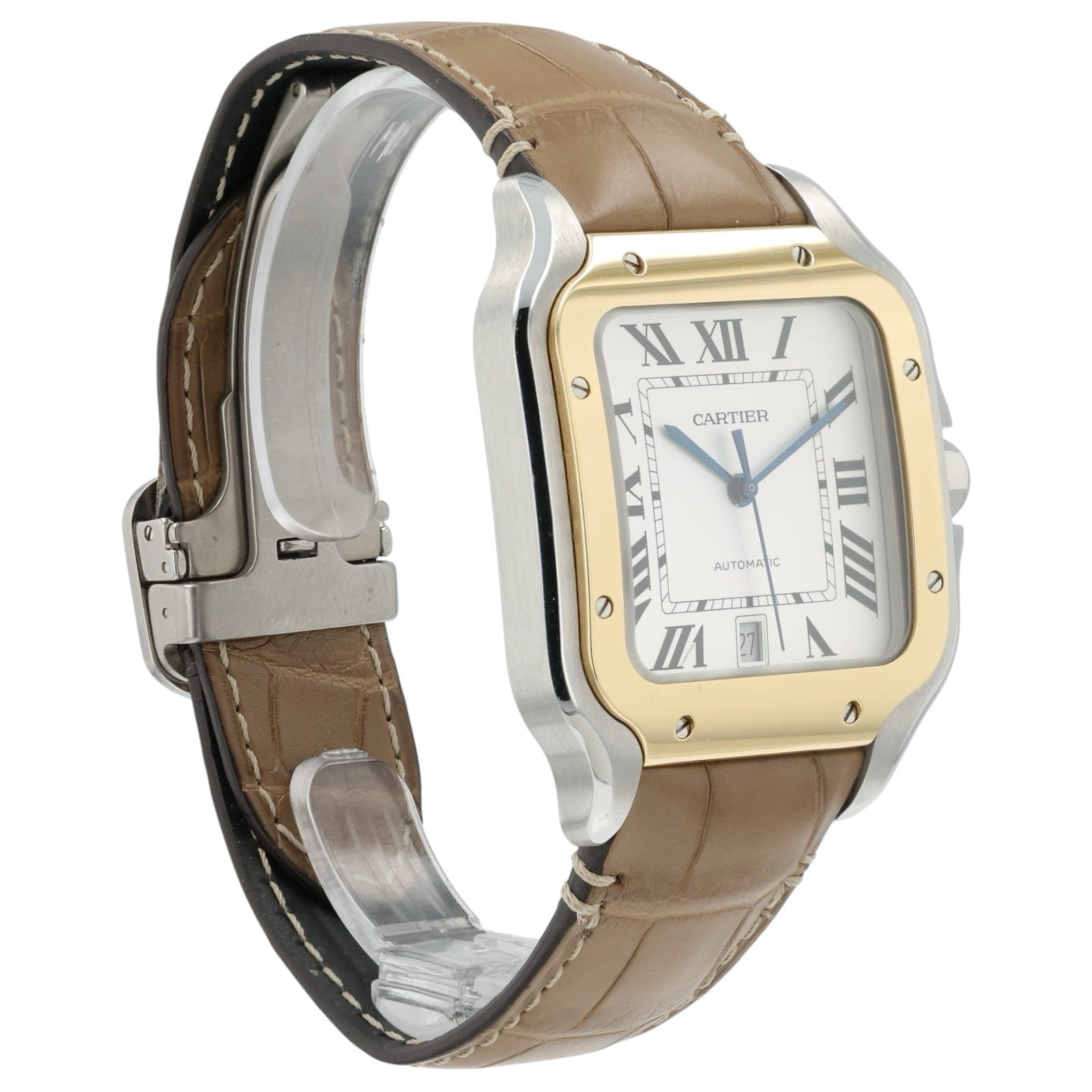 Cartier Santos Silver Dial Gold & Steel 39x47mm Manual Wind Men’s Watch W2SA0006