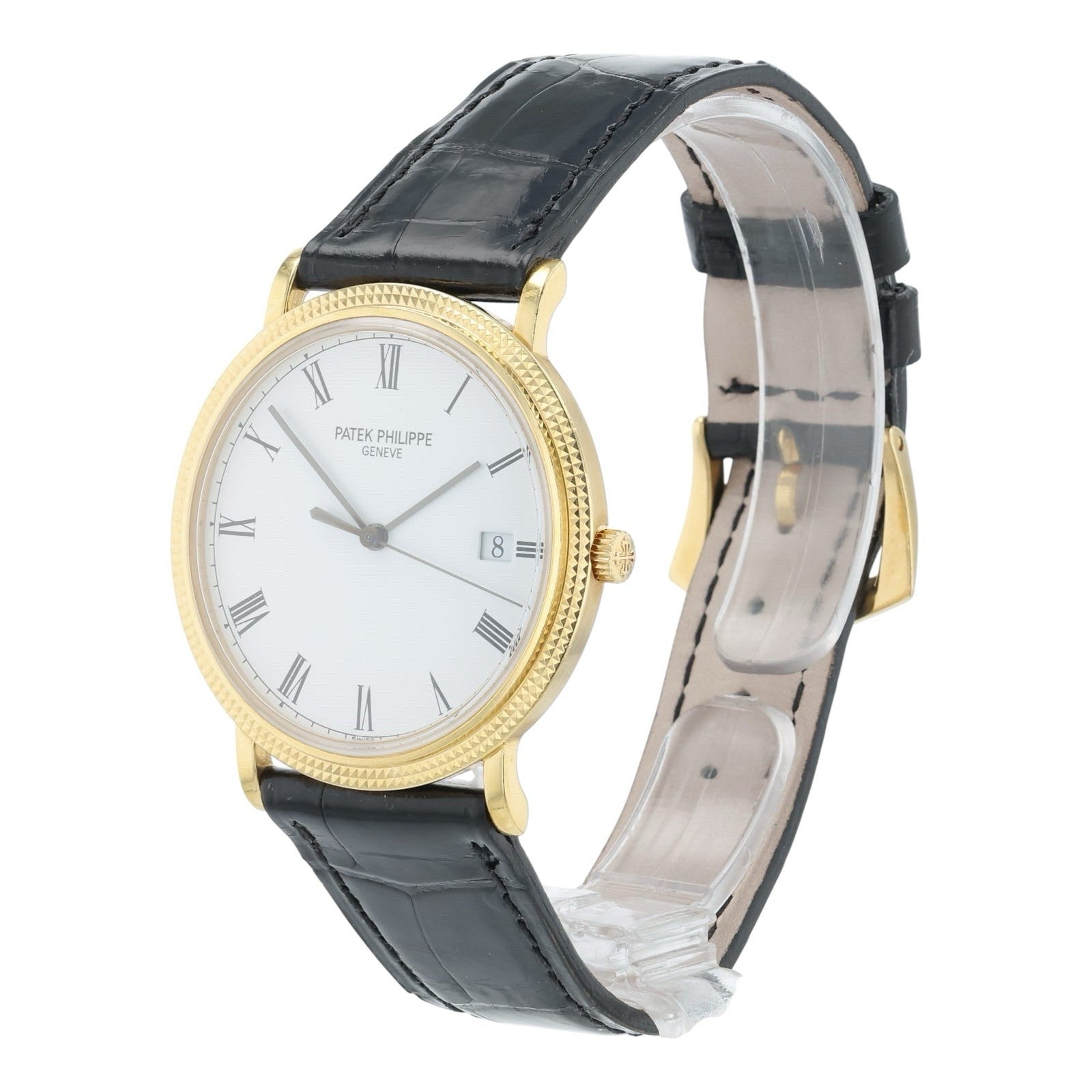 Patek Philippe Calatrava 18k Yellow Gold White Dial 33mm Quartz Mens Watch 3944J