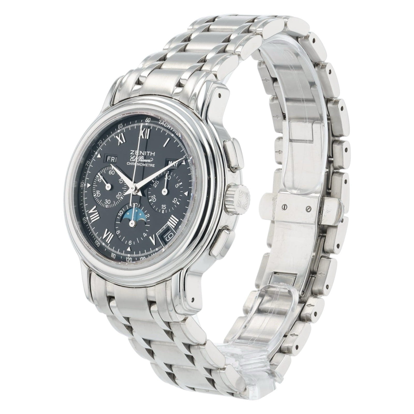 Zenith El Primero Triple Date Moonphase 40mm Black Dial Chronograph 02.0240.410