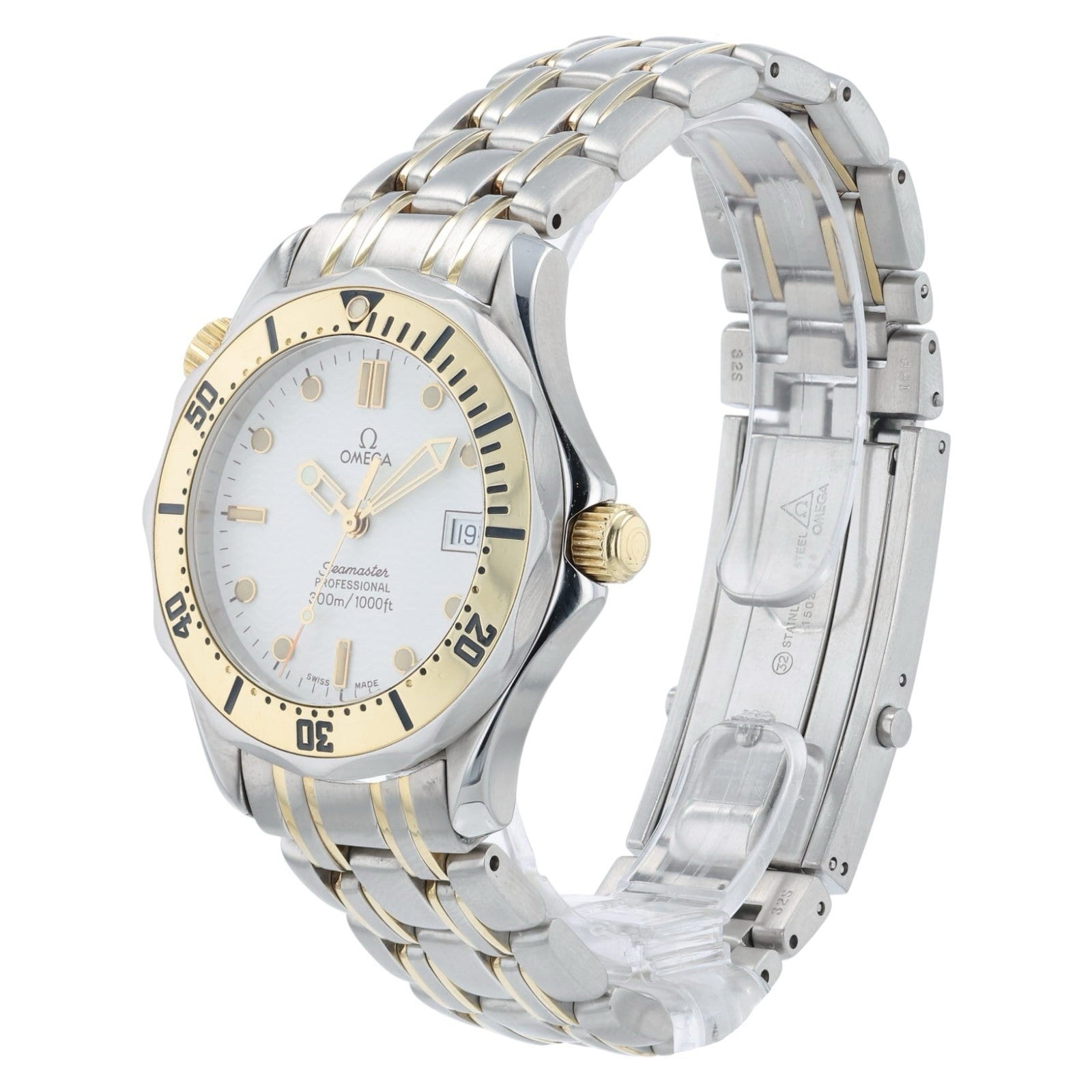 Omega Seamaster White Dial Gold & Steel 39.3mm Quartz Men’s Watch 2342.20.00
