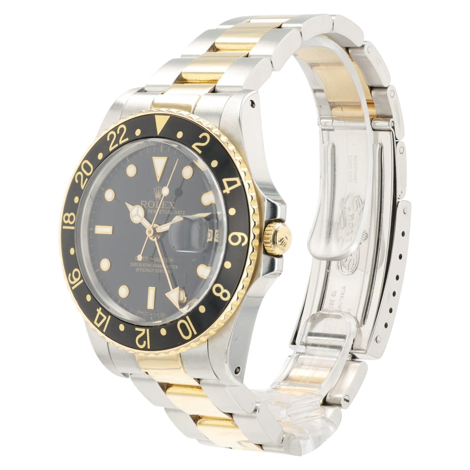 Rolex GMT Master Black Dial Gold & Steel 40mm Automatic Men's Watch 16753