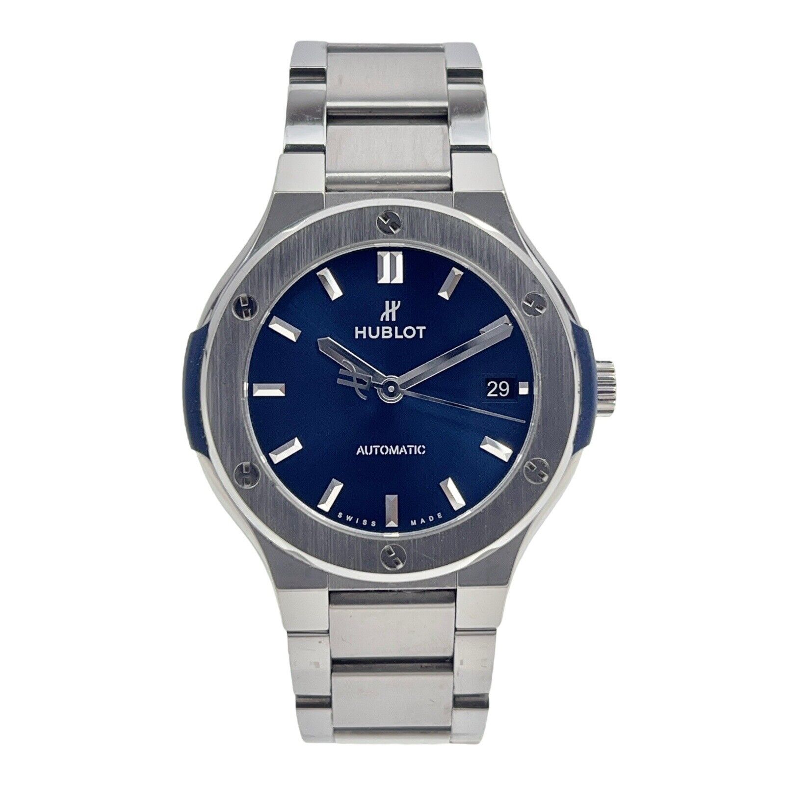 Hublot Classic Fusion Titanium 585.NX.7170.NX Titanium Casing Blue Dial