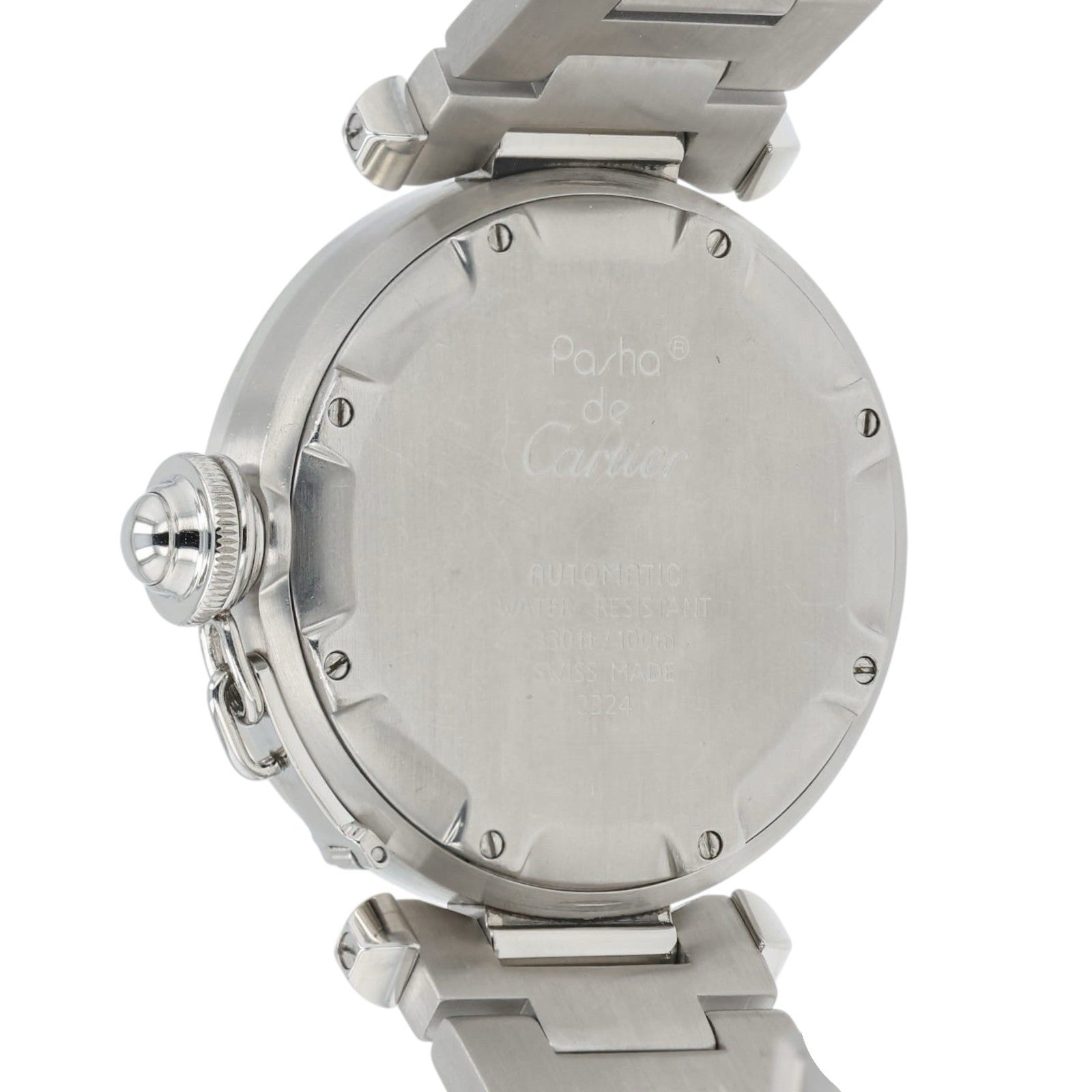 Cartier Pasha White Dial Steel 35mm Auto Diamond Bezel Unisex Watch 2324