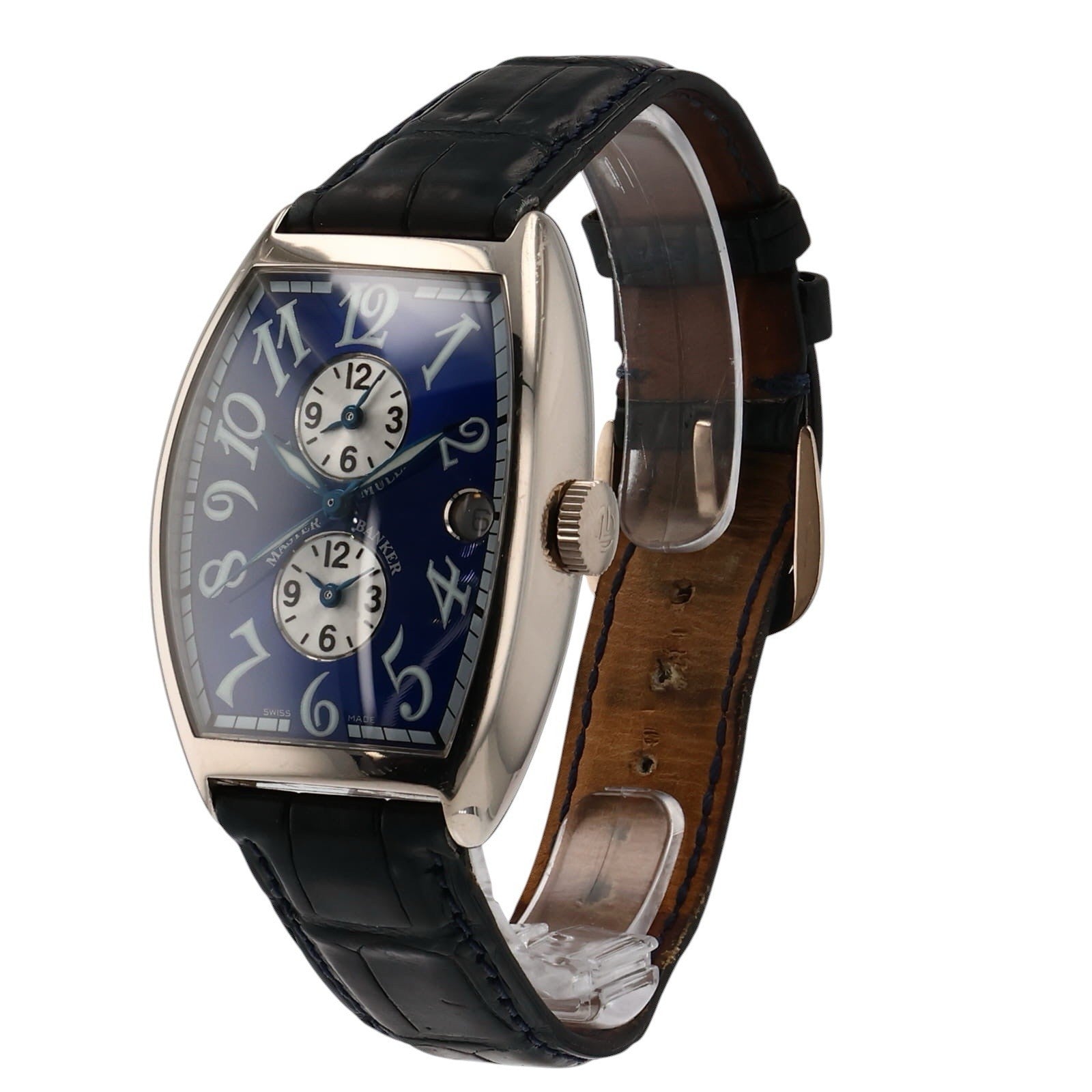 Frank Muller Master Banker 18k White Gold Blue Dial 34mm Automatic Watch 6850MB