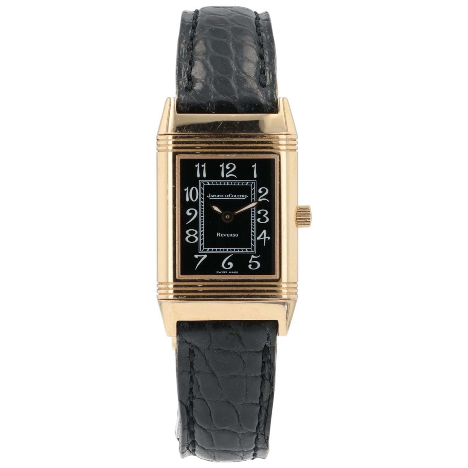 Jaeger LeCoultre Reverso Black Dial 18k Rose Gold 20mm Manual Wind 260.2.86