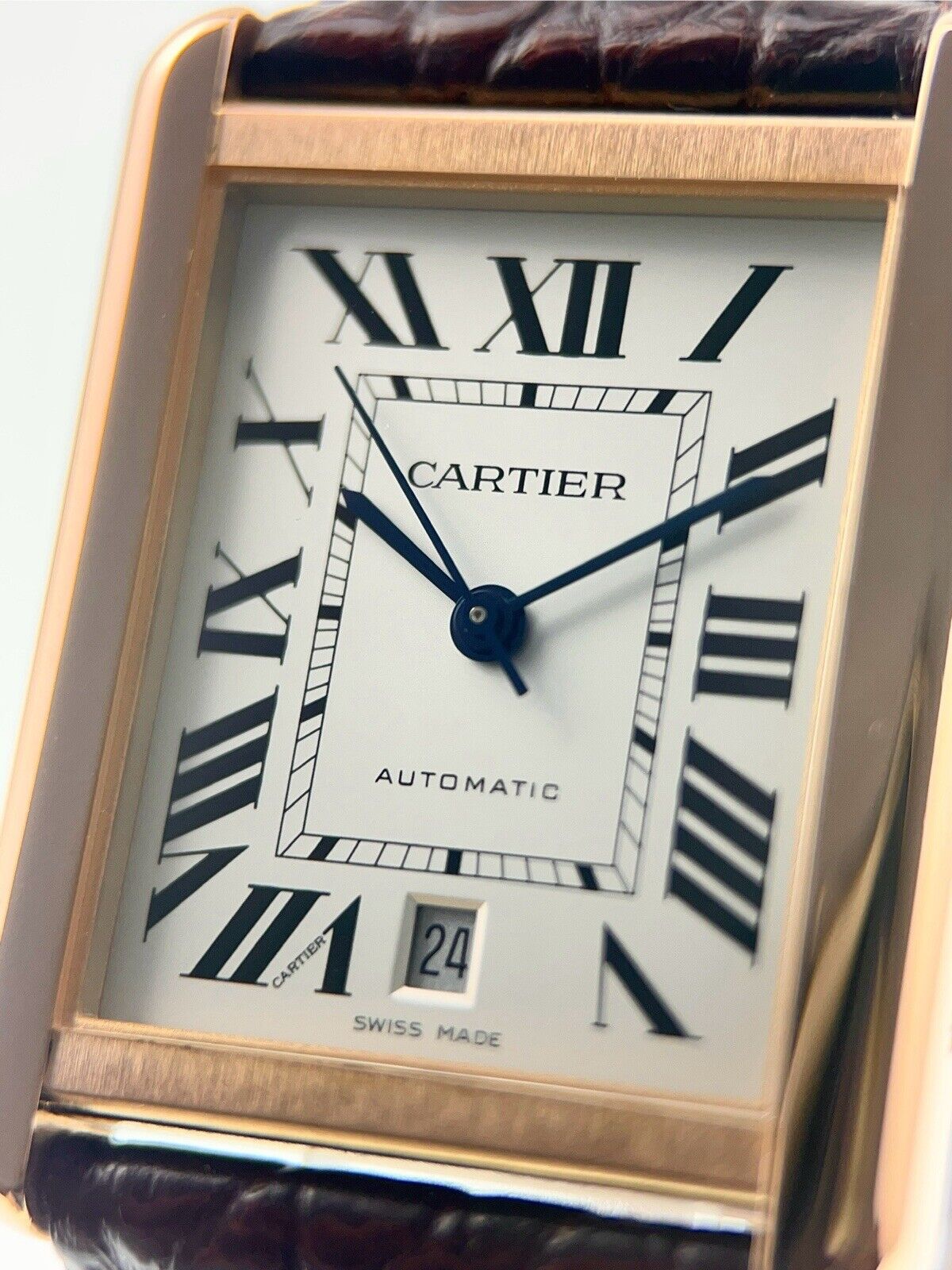 Cartier Tank Solo 18k Rose Gold & Steel Silver Color Dial 31mm Automatic Watch