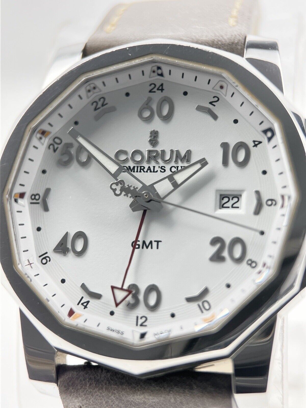 Corum Admirals Cup GMT 44mm Automatic Men's Stainless Watch White 383.330.20