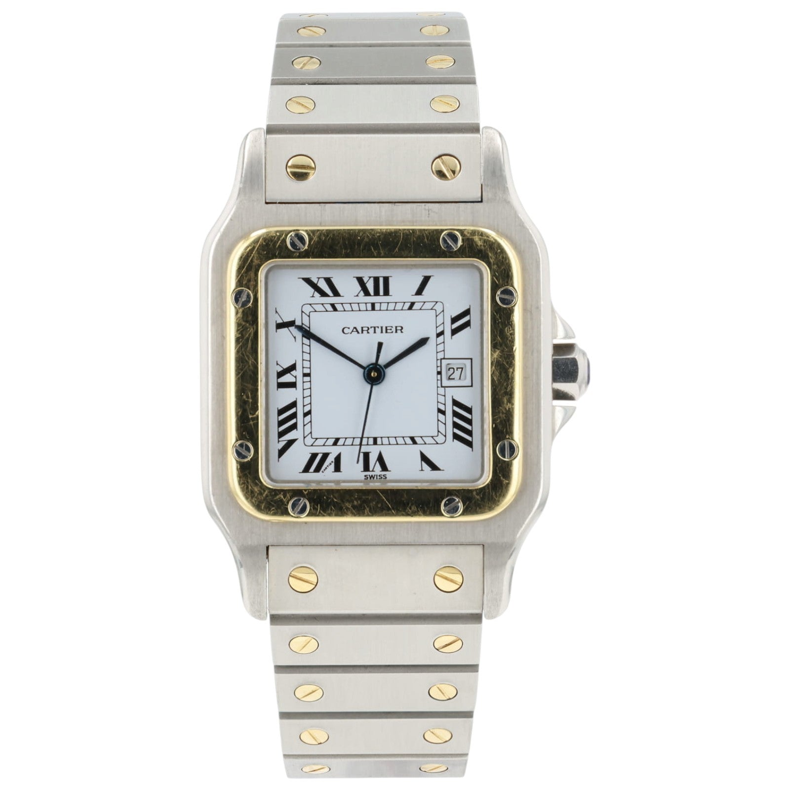 Cartier Santos Galbe White Dial Gold & Steel 41x29mm Automatic Mens Date 2961