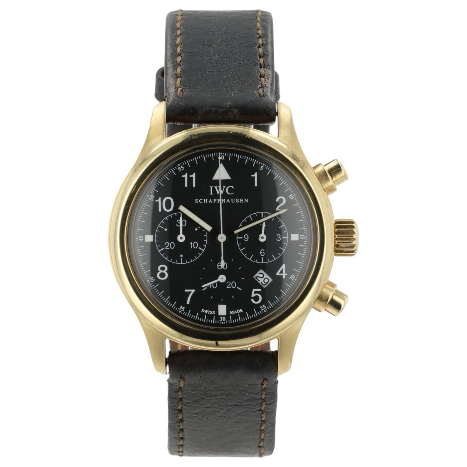IWC Fliegeruhr Black Dial 18k Yellow Gold 36mm Quartz Men’s Watch IW3740