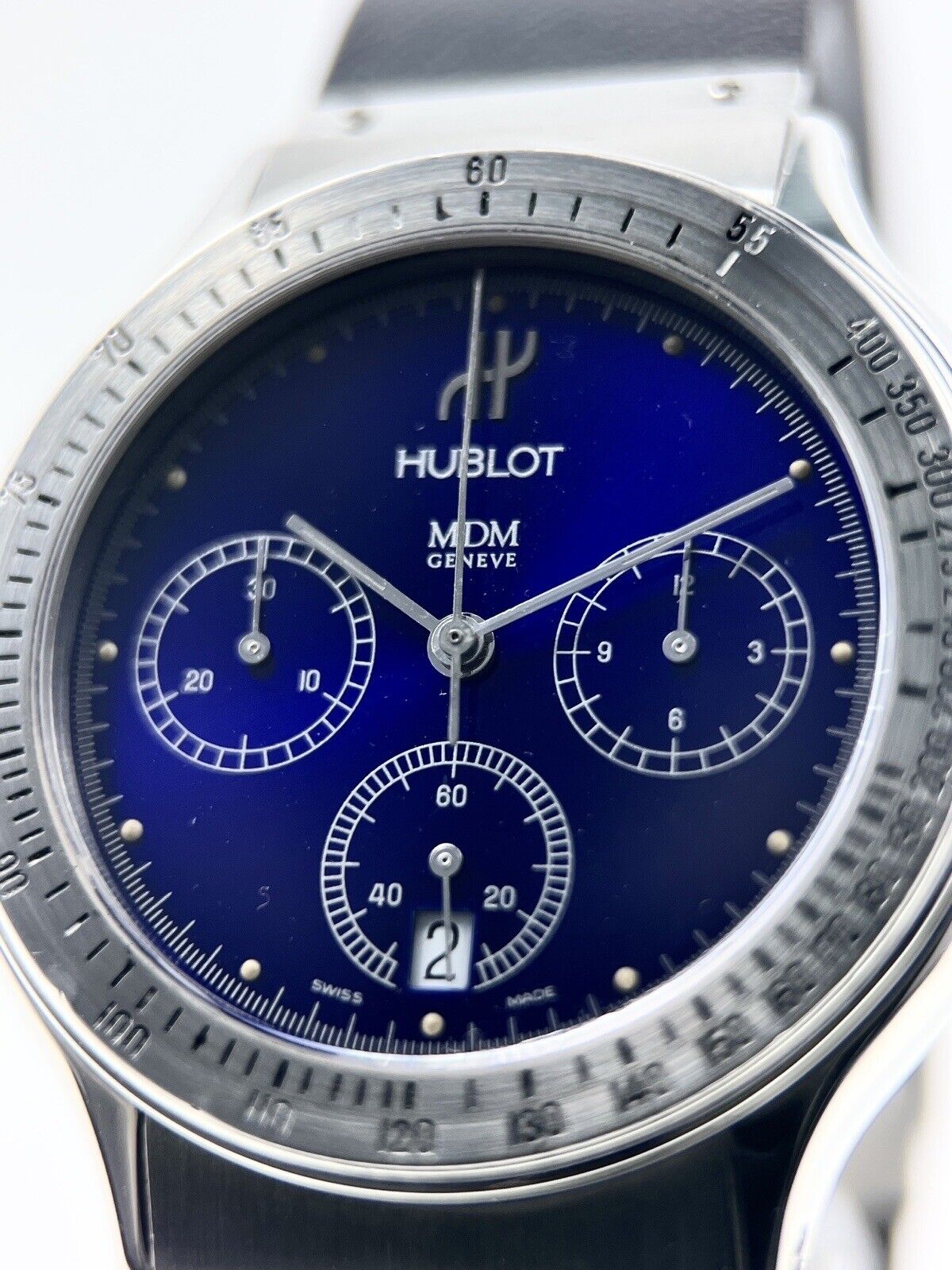 Hublot Classic Chronograph 37mm Stainless Quartz Men’s Watch Blue Dial 1621.1