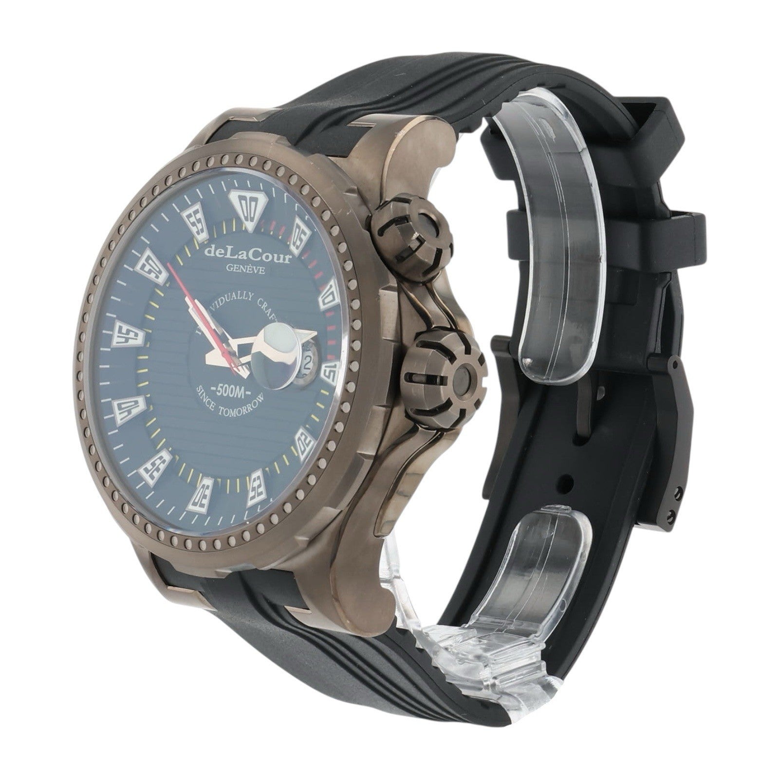 DeLaCour Promess Titanium Black Dial 48mm Automatic Movement Mens Watch 600049