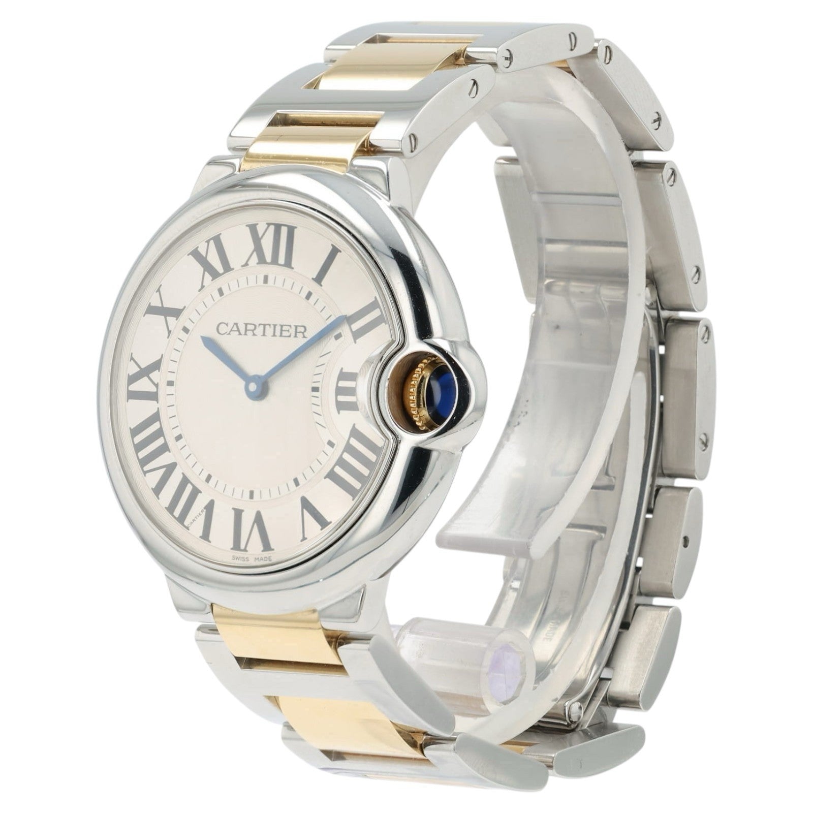 Cartier Ballon Bleu Silver Dial Gold & Steel 36mm Quartz Unisex Watch W69008Z3