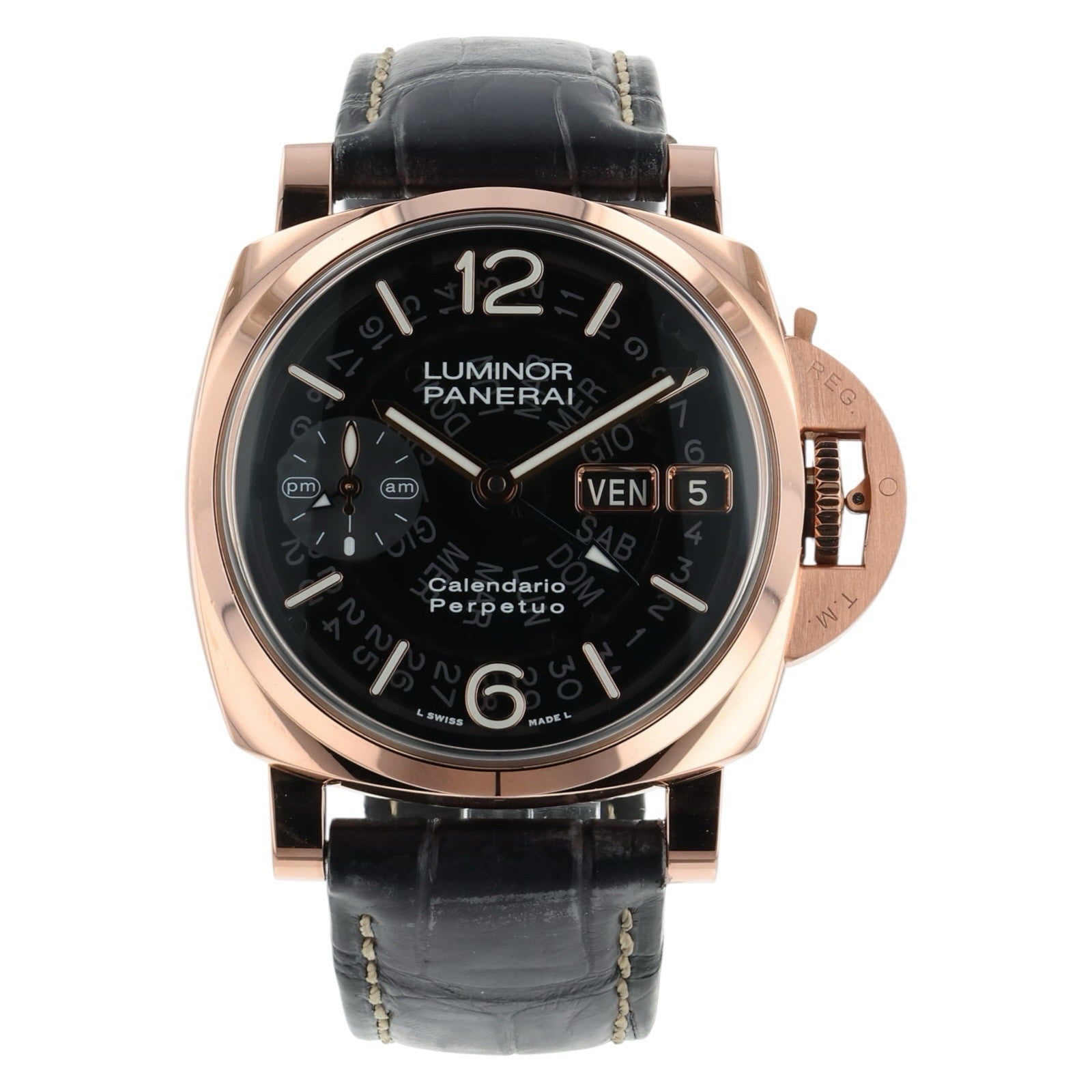 Panerai Luminor Goldtech 18k Rose Gold Black Dial 47mm Automatic Mens PAM01269