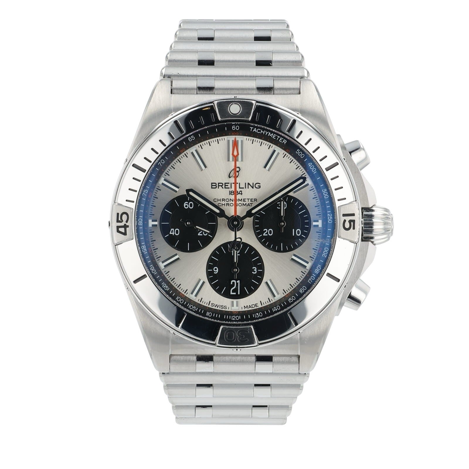 Breitling Chronomat Stainless Steel Silver Dial 42mm Automatic Mens Watch AB0134
