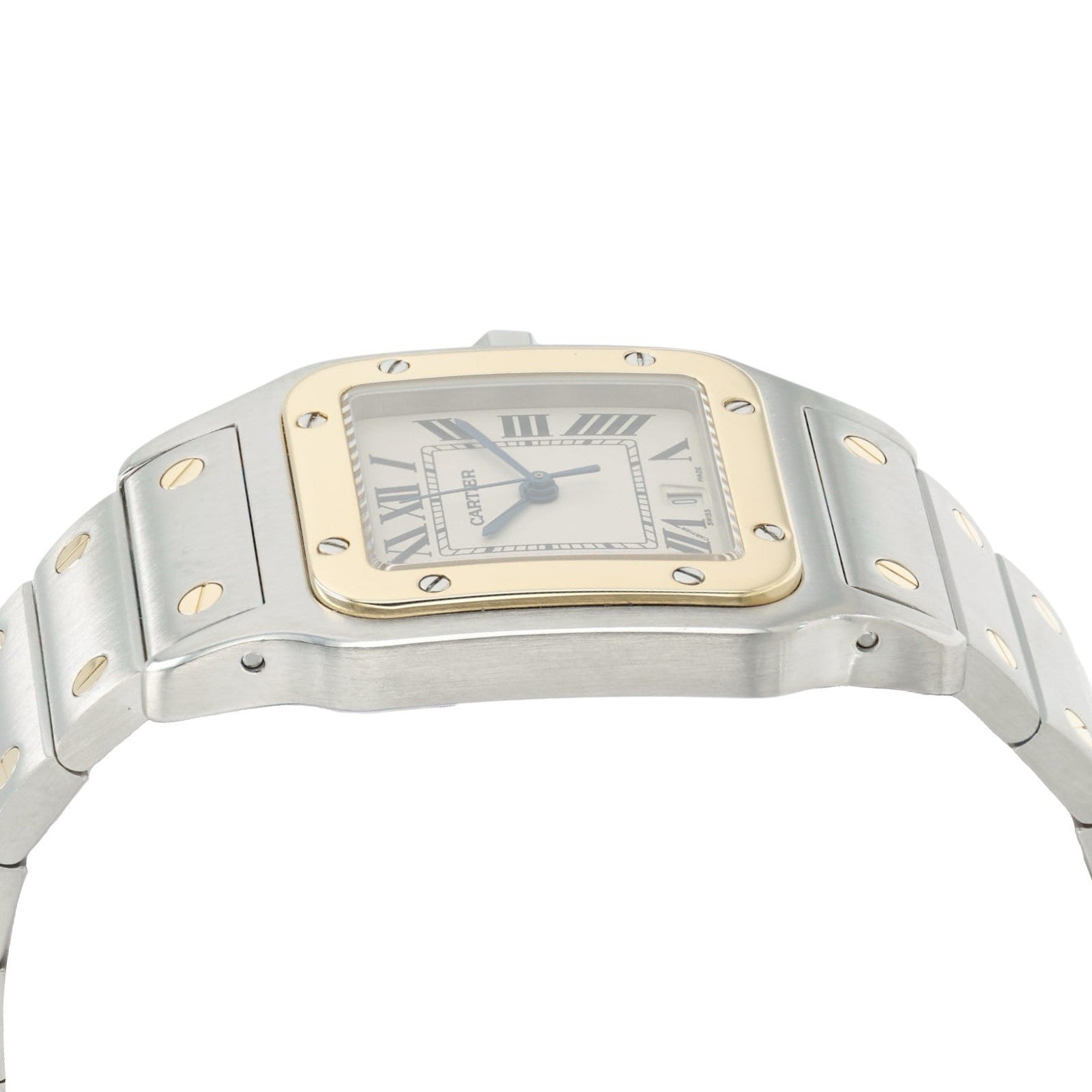 Cartier Santos Galbee Silver Dial Gold & Steel 29mm Quartz Unisex Watch 1566