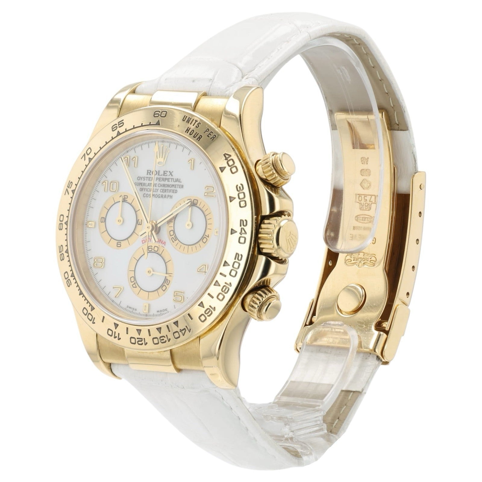 Rolex Daytona White Dial 18k Yellow Gold 40mm Automatic Mens Watch 116518