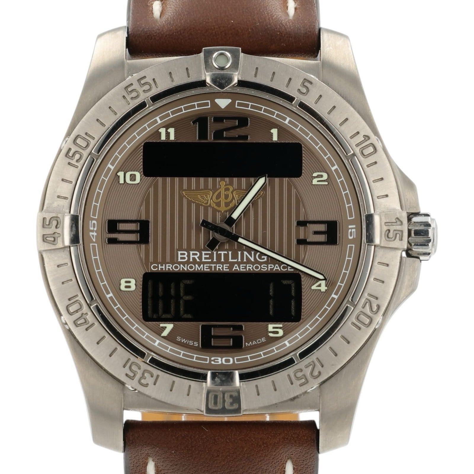 Breitling Aerospace Brown Dial Titanium 42mm Quartz Movement Mens Watch E79362