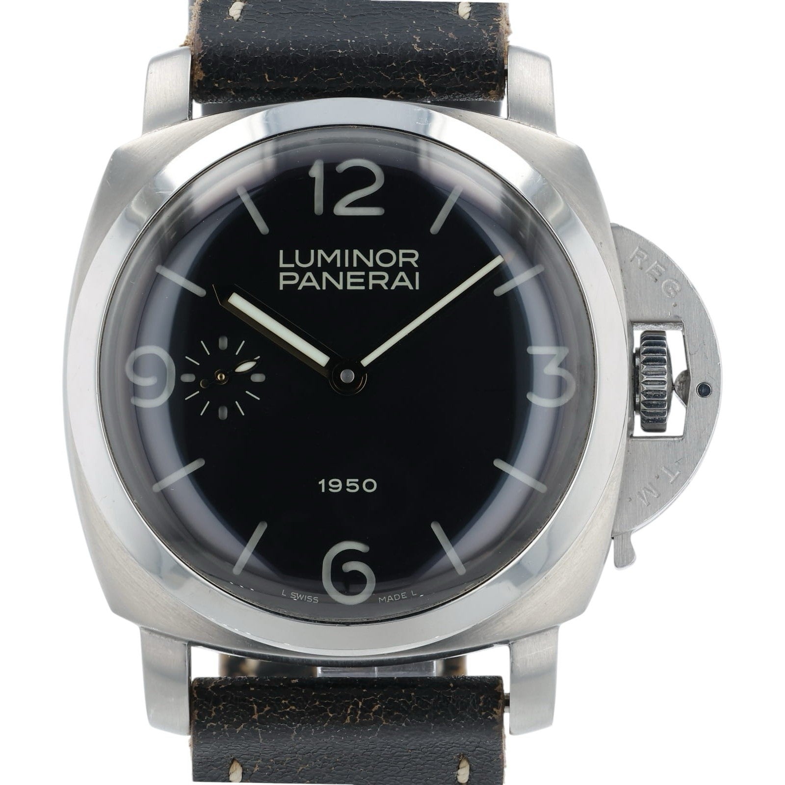 Panerai Luminor Black Dial Stainless Steel 47mm Manual Wind Mens Watch PAM00127