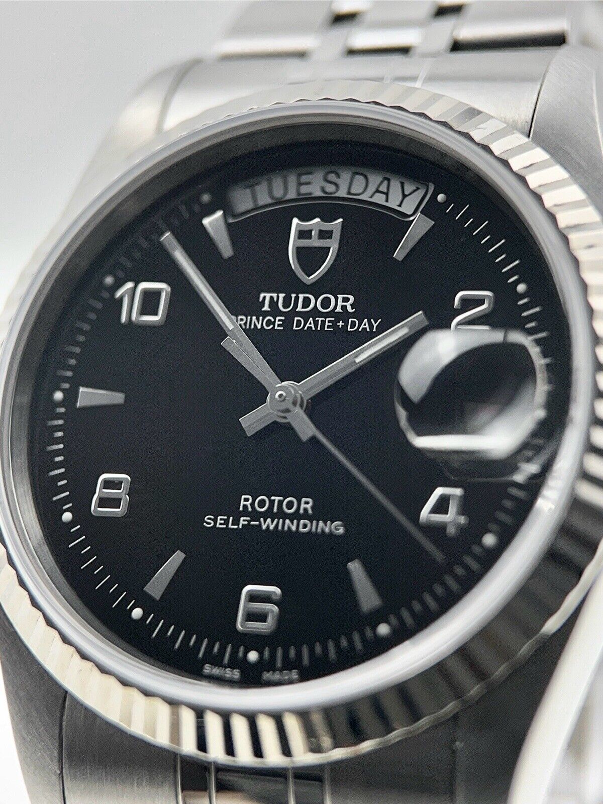 Tudor Prince Date Day Stainless Steel Black 36mm Automatic Men’s Watch