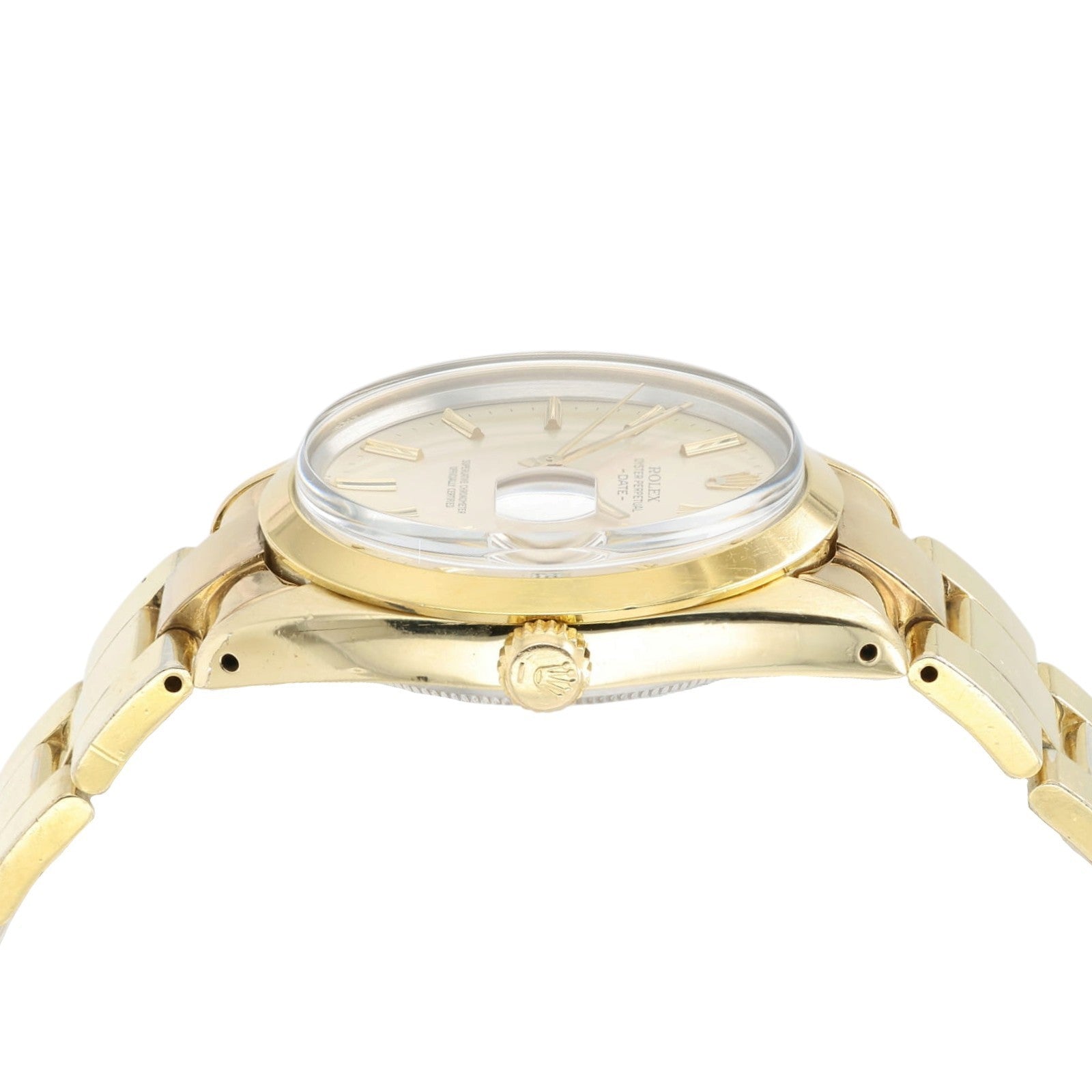 Rolex OP Date Champagne Dial Gold and Steel 34mm Automatic Unisex Watch 15505