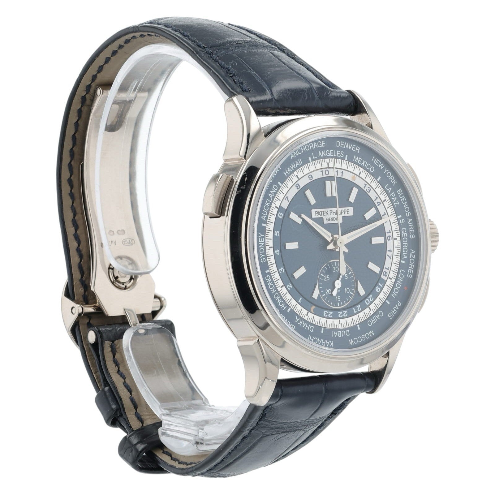 Patek Philippe World Time Blue Dial 18k White Gold 39.5mm Automatic Men’s 5930G