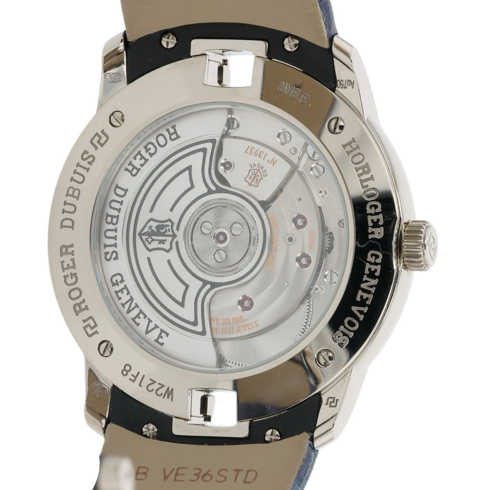 Roger Dubuis Velvet Blue Dial 18k White Gold 36mm Auto Women's Watch DBVE0048
