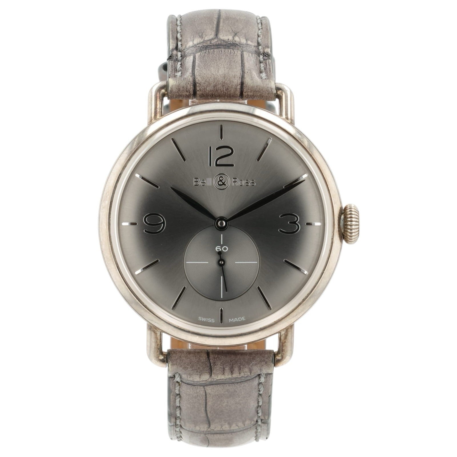 Bell & Ross Silver Dial Sterling Silver 41mm Manual Wind Mens Watch BR WW1-70-AG