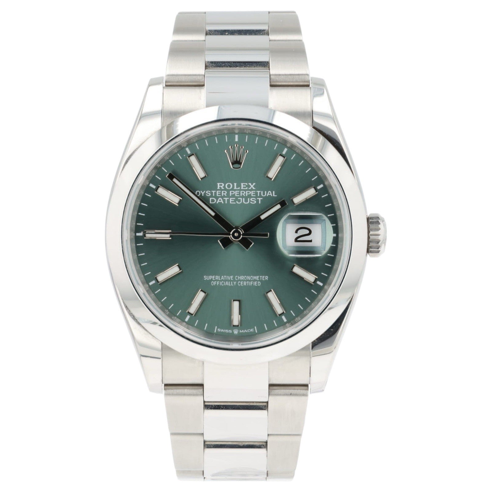 Rolex Datejust Mint Green Dial Stainless Steel 36mm Automatic Men’s Watch 126200