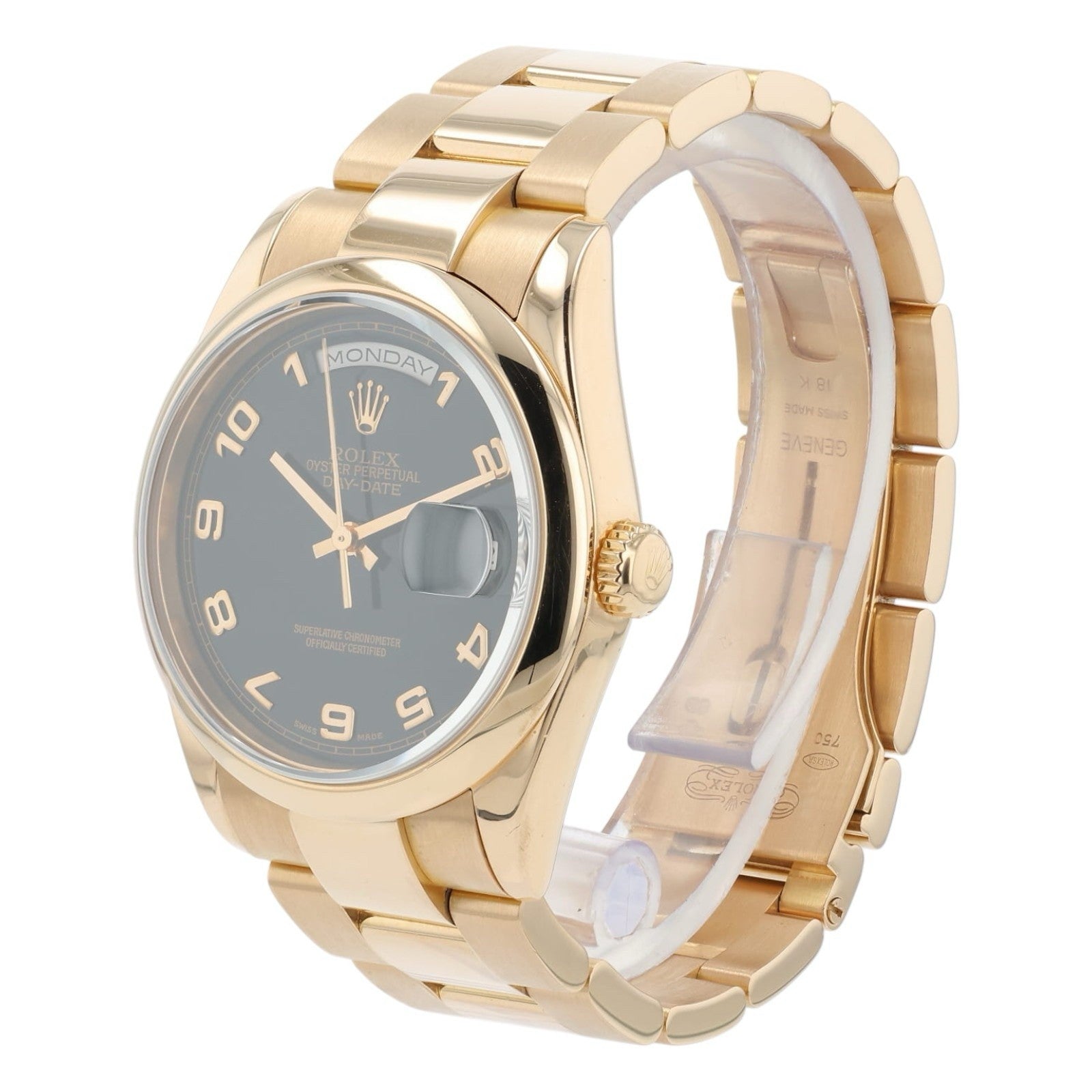 Rolex Day-Date Black Dial 18k Rose Gold 36mm Automatic Men’s Watch 118205